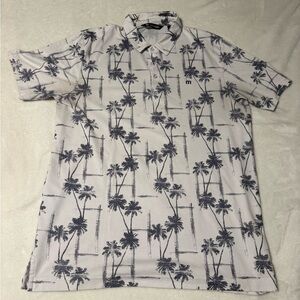Travis Mathew White and Black Palm Polo